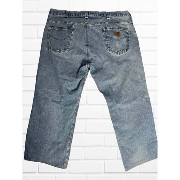 Carhartt Jeans Men's Size 42X30 Loose Fit Blue Denim Distressed Straight Leg - Picture 4 of 8